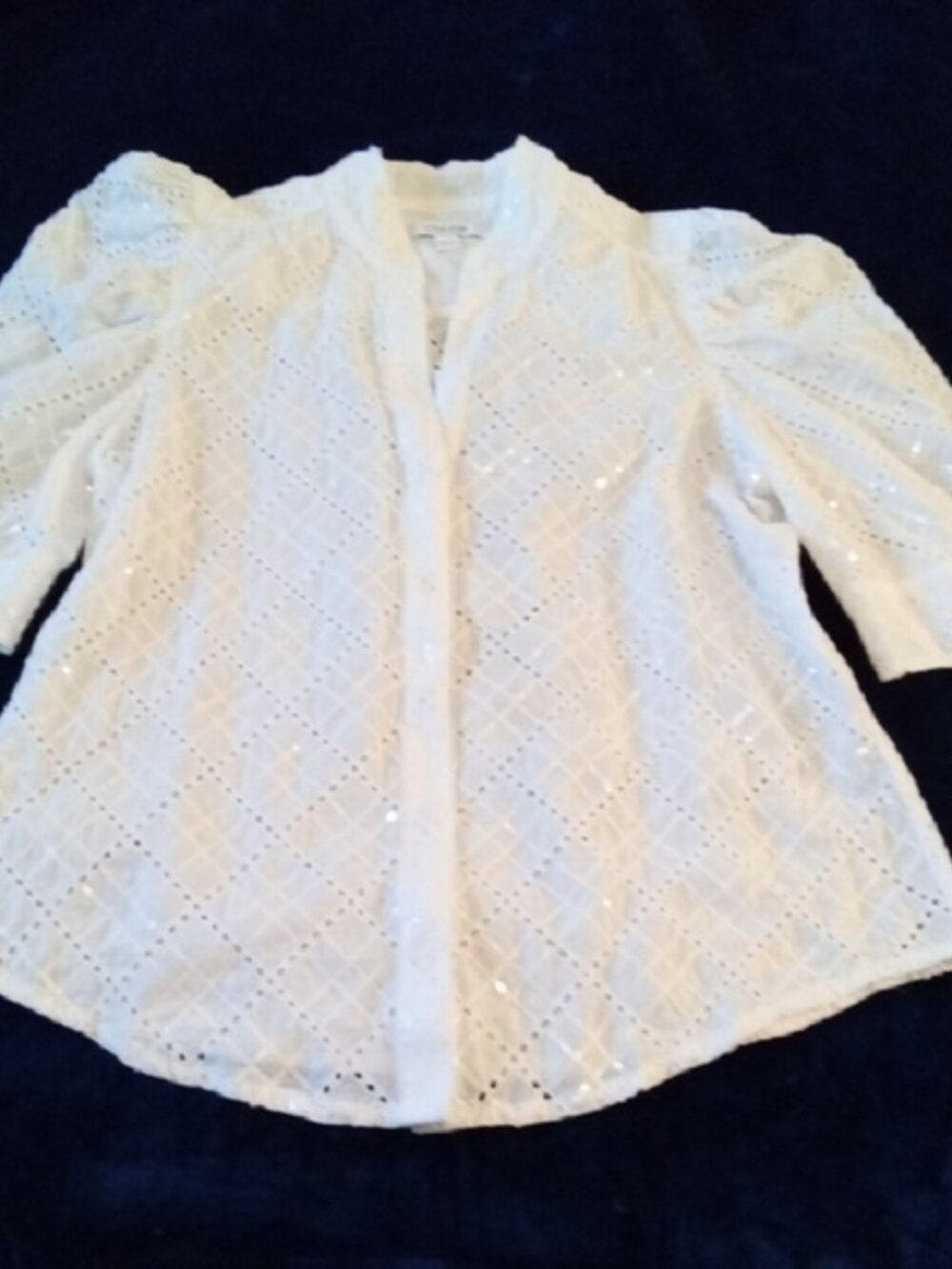 Chico's Elegant White Eyelet Blouse